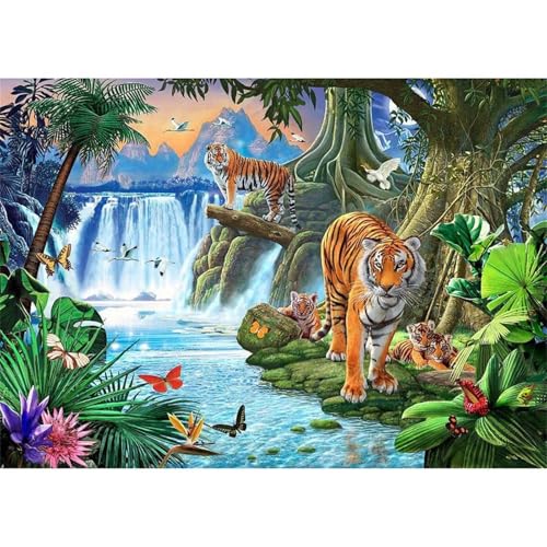 Wasserfall-Dschungeltiger - Puzzles für Erwachsene,Puzzle 200 Teile, Puzzle 35x25 cm DIY - Puzzles für Heimdekoration, Familienpuzzle für Erwachsene und Kinder von Cekog