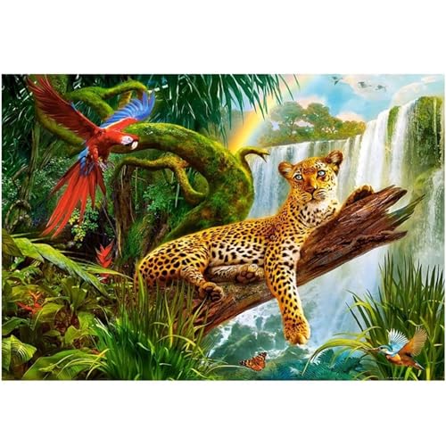 Wasserfall-Leopard - Puzzles für Erwachsene,Puzzle 300 Teile, Puzzle 40x28 cm DIY - Puzzles für Heimdekoration, Familienpuzzle für Erwachsene und Kinder von Cekog