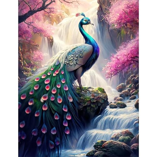 Wasserfall-Pfauenlandschaft - Puzzles für Erwachsene,Puzzle 500 Teile, Puzzle 38x52 cm DIY - Puzzles für Heimdekoration, Familienpuzzle für Erwachsene und Kinder von Cekog