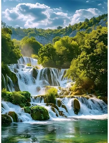 Wasserfalllandschaft - Puzzles für Erwachsene,Puzzle 1000 Teile, Puzzle 50x75 cm DIY - Puzzles für Heimdekoration, Familienpuzzle für Erwachsene und Kinder von Cekog