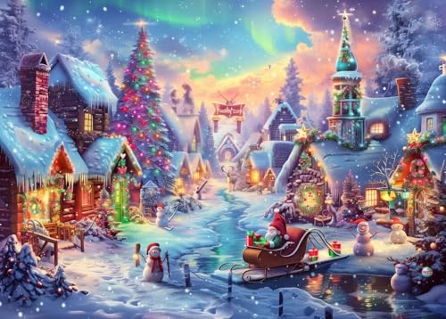 Weihnachtslandschaft - Puzzles für Erwachsene,Puzzle 1200 Teile, Puzzle 50x75 cm DIY - Puzzles für Heimdekoration, Familienpuzzle für Erwachsene und Kinder von Cekog