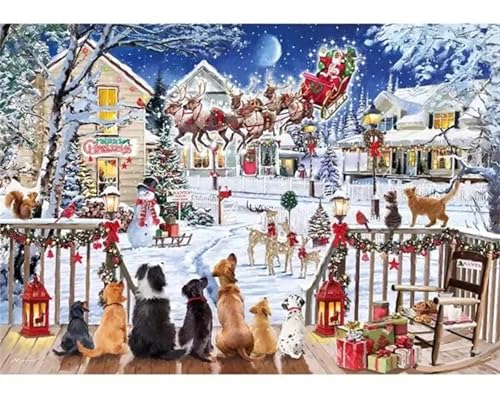 Weihnachtstiere - Puzzles für Erwachsene,Puzzle 300 Teile, Puzzle 40x28 cm DIY - Puzzles für Heimdekoration, Familienpuzzle für Erwachsene und Kinder von Cekog