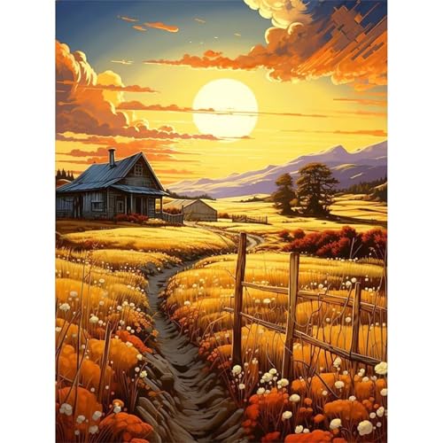 Weizenfeld Sonnenuntergang - Puzzles für Erwachsene,Puzzle 500 Teile, Puzzle 38x52 cm DIY - Puzzles für Heimdekoration, Familienpuzzle für Erwachsene und Kinder von Cekog