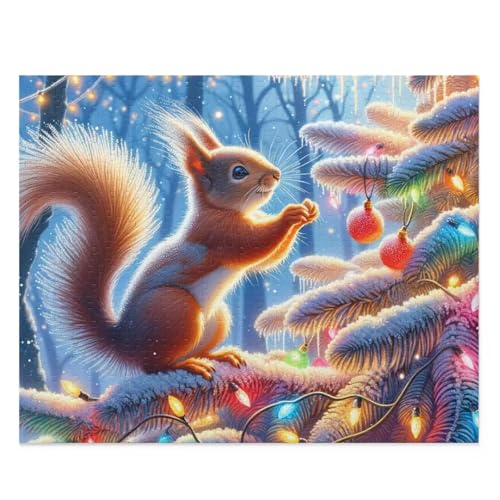 Winter-Eichhörnchen - Puzzles für Erwachsene,Puzzle 1000 Teile, Puzzle 50x75 cm DIY - Puzzles für Heimdekoration, Familienpuzzle für Erwachsene und Kinder von Cekog