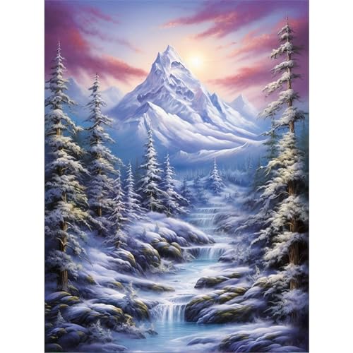 Winter Schneeberg - Puzzles für Erwachsene,Puzzle 1000 Teile, Puzzle 50x75 cm DIY - Puzzles für Heimdekoration, Familienpuzzle für Erwachsene und Kinder von Cekog