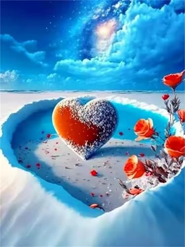 Winterblumenherz - Puzzles für Erwachsene,Puzzle 1000 Teile, Puzzle 50x75 cm DIY - Puzzles für Heimdekoration, Familienpuzzle für Erwachsene und Kinder von Cekog