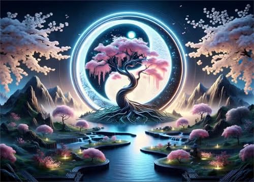 Yin-Yang-Landschaftsbaum - Puzzles für Erwachsene,Puzzle 1000 Teile, Puzzle 50x75cm, DIY-Puzzles für Heimdekoration, Familienpuzzle für Erwachsene und Kinder von Cekog