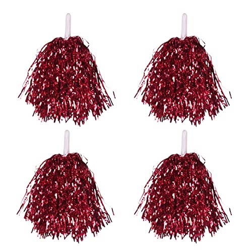 Celabie 24 StüCk Cheerleading Pom Poms Metallfolie Cheer Pom Poms mit Kunststoffgriff für Erwachsene Kinder Cheerleader Rot von Celabie