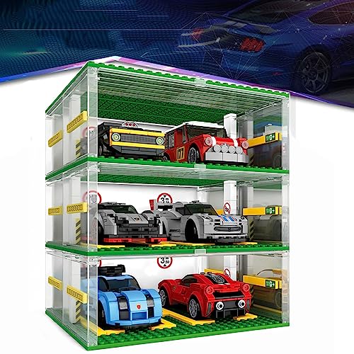 Bausteine Garage DIY 3-Schicht Vitrine Auto Parkhaus, für Lego Speed Champions, Carport Kompatibel mit Lego Bausteine (ohne Autos) von Celawork