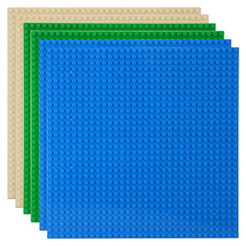 Celawork Bauplatte für Classic Bausteine,Grundplatte,Kompatibel mit Allen gängigen Marken, 25.5 * 25.5cm Platten-Set für Kreatives Spielen, Lernspielzeug (6pcs (Blau,Sand,Grün)) von Celawork
