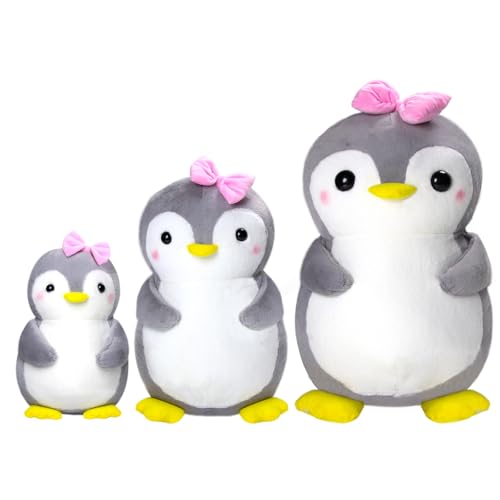 Celawork Pinguin Kuscheltier, Pinguin Stofftier Plüschtier, Süßer Pinguin für Kinder, Plüschpinguin Geschenke für Jungen Mädchen (Rosa Schleife, 35cm)+Exquisite Grußkarte von Celawork