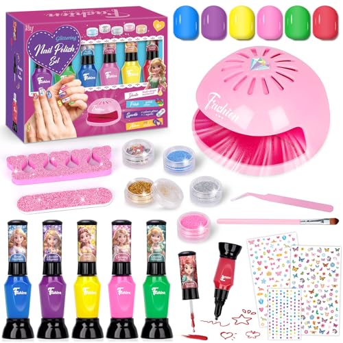 Nagellack für Kinder, Geschenke Mädchen 6 7 8 9 10 Jahre, Peel-Off Kindernagellack Ungiftig, Geburtstagsgeschenk Spielzeug für Mädchen 5-12 Jahre Kinder Nagelstudio 3-in-1Nagellackstift Nageltrockner von Celecstan