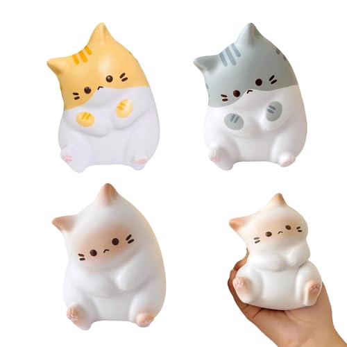 3 Stück Niedliche Squishy Katzen Stressbälle – Weiche Anti-Stress Quetschspielzeuge für Kinder und Erwachsene, Entspannungs Spielzeug, Mädchen, Jungen & Frauen (C) von CelestiMingle