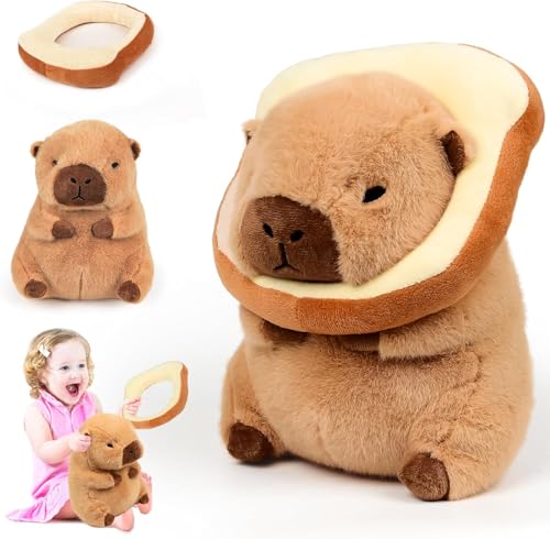 Capybara-Plüschtier – 30 cm großes, weiches Stofftier mit tragbarem Brot, süßes und realistisches Capybara-Plüschkissen für Kinder und Erwachsene, für Geburtstage, Weihnachten und als Heimdekoration von CelestiMingle