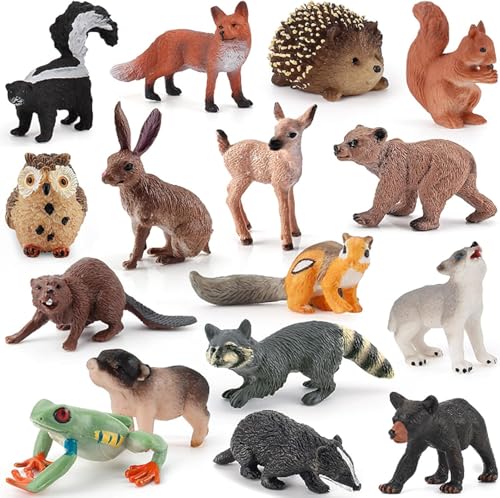 Celestia 16 Stück Waldtiere Figuren Spielzeug, Tiere Set, Waldtiere Geburtstag Deko, für Wald-Themen-Kuchenaufsätze, Kuchen Topper Cupcake Toppers, Mini Figuren Wald Tiere Figuren Miniatur von Celestia