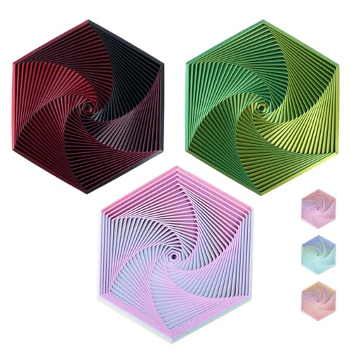 3 Stück 3D Printing Fidget Hexagon Toy,Fractal Fidget Hexagon,13cm Hexagon Spiral Spielzeug,Stressabbauendes Fidget Toys,Sensorisches Spielzeug,Geeignet für Kinder und Erwachsene(Mehrfarbig) von Celiodd