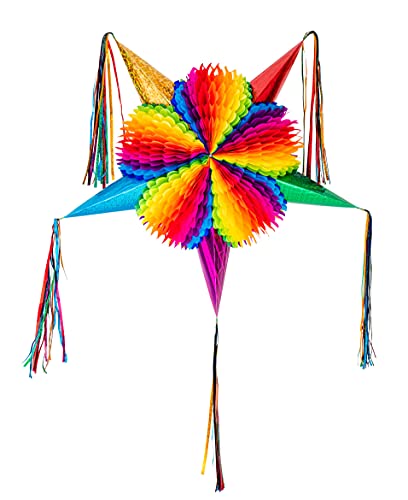 Pinata mit mexikanischem Stern, festliche Regenbogen-Pinatas, Party-Dekorationen, 81,3 cm, authentische Geburtstags-Piñata für Kindergeburtstag, Party, Dia de Los Muertos, große gemischte Farben, von CELLY PARTY