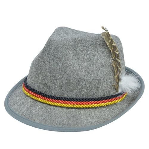 Celucke Bayerischer Trachtenhut aus Filz mit Feder Bierhut Traditionelles Kostümzubehör für Oktoberfest, Karneval, Halloween Unisex Erwachsene für Mottoparty und Cosplay von Celucke