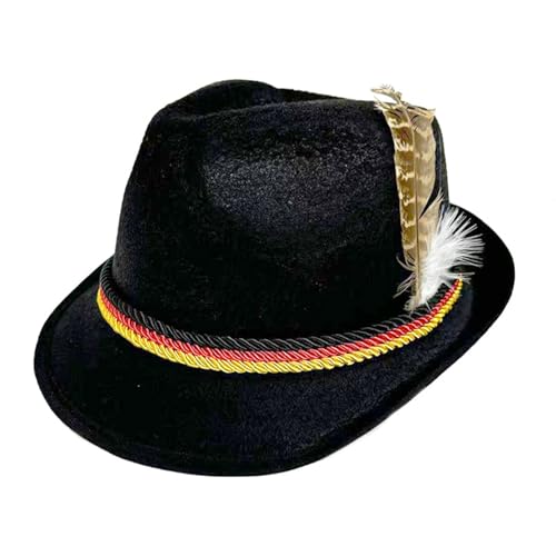 Celucke Bayerischer Trachtenhut aus Filz mit Feder Bierhut Traditionelles Kostümzubehör für Oktoberfest, Karneval, Halloween Unisex Erwachsene für Mottoparty und Cosplay von Celucke