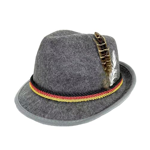 Celucke Bayerischer Trachtenhut aus Filz mit Feder Bierhut Traditionelles Kostümzubehör für Oktoberfest, Karneval, Halloween Unisex Erwachsene für Mottoparty und Cosplay von Celucke