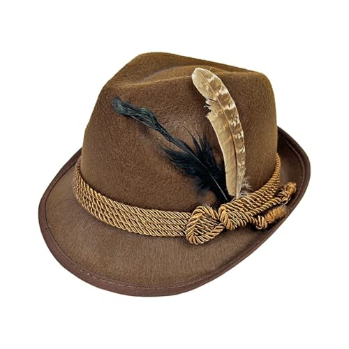 Celucke Bayerischer Trachtenhut aus Filz mit Feder Bierhut Traditionelles Kostümzubehör für Oktoberfest, Karneval, Halloween Unisex Erwachsene für Mottoparty und Cosplay von Celucke