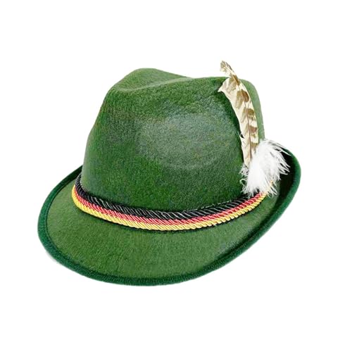 Celucke Bayerischer Trachtenhut aus Filz mit Feder Bierhut Traditionelles Kostümzubehör für Oktoberfest, Karneval, Halloween Unisex Erwachsene für Mottoparty und Cosplay von Celucke