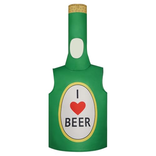Celucke Bier Kostüm Herren Oktoberfest Cosplay Overall Bierflasche Kostüm für Erwachsene Lustiges Party Outfit Halloween Bierfest Kleidung von Celucke