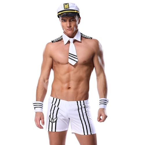 Celucke Matrosenkostüm Nachtclub Sexy Navy Sailor Uniform Versuchung Sexy Weißer Anzug Herren Spielanzug Sexy Cosplay Uniform Unterwäsche Dessous Reizwäsche von Celucke