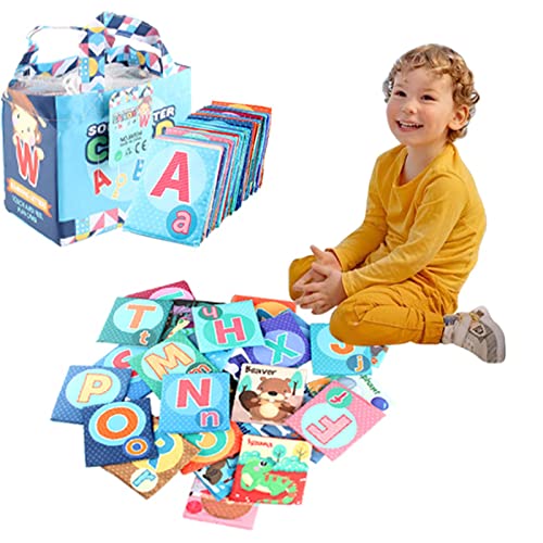 Celuicion Alphabetische weiche Karten – 26 Alphabet-Flash-Karten aus Stoff für Babys und Kleinkinder ab 1 Jahr – Lernspielzeug für Kleinkinder – 26 Buchstaben und Beutel von Celuicion