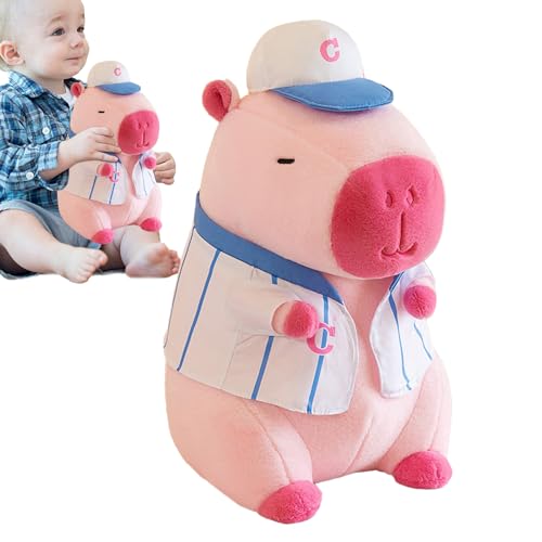 Celuicion Capybara-Plüschtier,Plüsch-Capybara-Stofftier, Sport Capybara Plüschpuppe, 14-Zoll-Plüschspielzeug mit Baseballmütze, Plüschkissen Capybara-Plüschtier, Capybara-Spielzeug-Heimdekoration von Celuicion