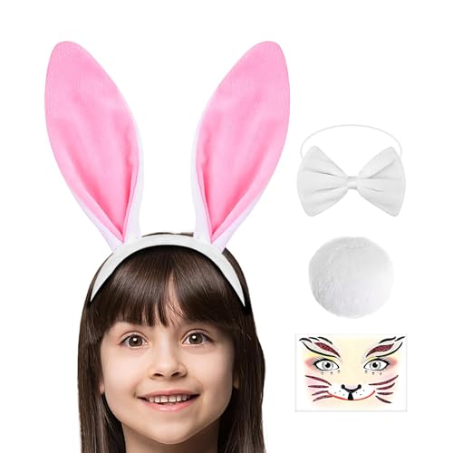 Celuicion Hasenkostüm für Kinder, weiße Hasenohren | Niedlicher Hasenschwanz mit Gesichtsaufkleber, weißes Kaninchenzubehör,Häschen-Kostümzubehör, Osterhasen-Kostüm für Tier-Themenpartys, Feiertage Celuicion Hasenkostüm für Kinder, weiße Hasenohren | Niedlicher Hasenschwanz mit Gesichtsaufkleber, weißes Kaninchenzubehör,Häschen-Kostümzubehör, Osterhasen-Kostüm für Tier-Themenpartys, Feiertage von Celuicion