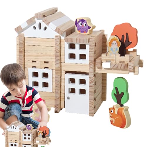 Celuicion Holzklötze für Kinder, 3D-Holzpuzzle - Interaktives Holzpuzzle-Bauset,Hausbauspielzeug, Spielzeugbausteine, intelligentes Holzbauset für Kinder, und Mädchen Celuicion Holzklötze für Kinder, 3D-Holzpuzzle - Interaktives Holzpuzzle-Bauset,Hausbauspielzeug, Spielzeugbausteine, intelligentes Holzbauset für Kinder, und Mädchen von Celuicion