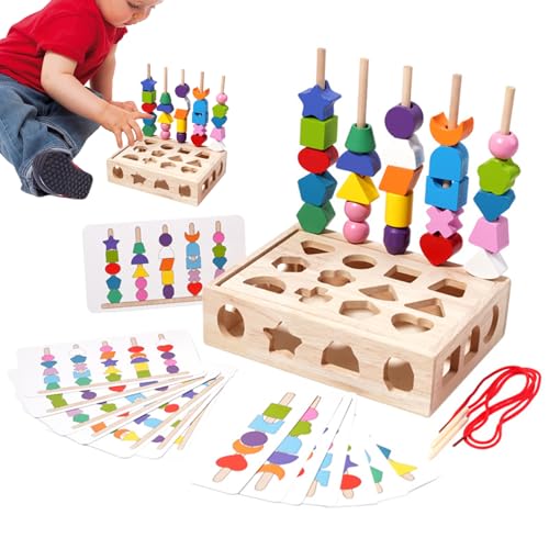Celuicion Passender Puzzle-Stapler, Holzperlen-Reihenfolge-Spielzeug - Holzspielzeug mit passender geometrischer Form für Kinder - Sortier-Stapelspielzeug mit realistischem Design für Ostern, von Celuicion