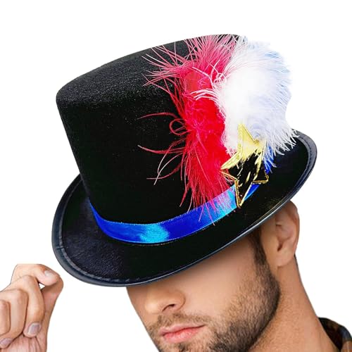 Celuicion Patriotische Hüte für Männer, weiß rot und blau | Star Flag Patriotic Top Hat,Lustige festliche Partyfrisur,Faschingsbrecher,Urlaubsparade Zubehör für den von Celuicion