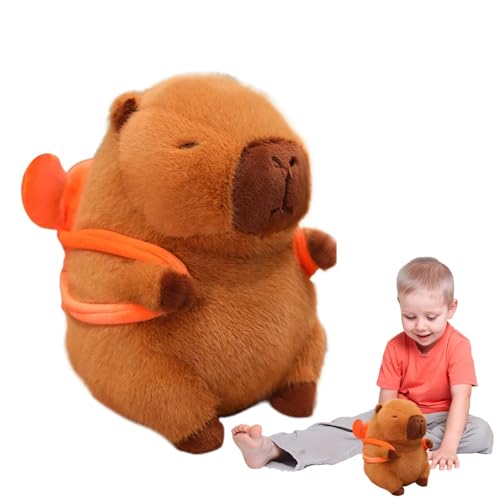 Celuicion Plüsch Capybara, Capybara Stoffed Animal,Umarme weiches dekoratives Spielzeug - Nettes kleines Capybara -Spielzeug mit abnehmbarem Rucksack, Plüschpuppe für Kinder und Erwachsene von Celuicion