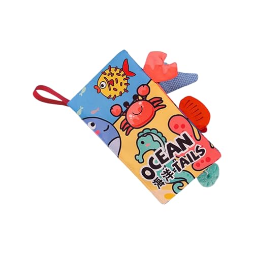 Celuicion Tails Book - Knisterndes Tierbuch Mit Geräuschen,Interaktives Spielzeug Zur Frühentwicklung Mit Mehreren Texturen, Fühlbuch Mit Dschungel & Meeresmotiv Für Sinnesaktivitäten Bei Kindern von Celuicion