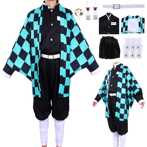 Celvibe Cosplay Rengoku Kyoujurou Umhang No Yaiba, Cosplay Anzug Roben Nachtwäsche Kostüm Outfits für Kinder und Erwachsene (Grün, L) von Celvibe