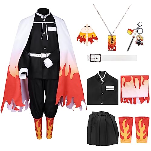 Celvibe Cosplay Rengoku Kyoujurou Umhang No Yaiba, Cosplay Anzug Roben Nachtwäsche Kostüm Outfits für Kinder und Erwachsene (Rot, M) von Celvibe