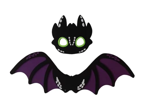 Celvibe Drachenflügel Masken Set, Drachen Kostüm für Kinder, Halloweenanzug Drachenanzug für Jungen für Halloween-Partys, Cosplay (Black) von Celvibe