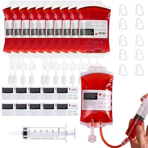 Celvibe Halloween Trinkgefäß Blutbeutel Zum Befüllen Halloween-Blut-Getränkebehälter Blutbeutel für Getränke Halloween Infusionsbeutel Halloween Cosplay Zombie Party (Style 1, 350ml) von Celvibe