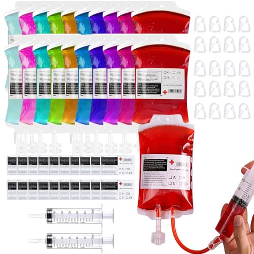 Celvibe Halloween Trinkgefäß Blutbeutel Zum Befüllen Halloween-Blut-Getränkebehälter Blutbeutel für Getränke Halloween Infusionsbeutel Halloween Cosplay Zombie Party (Style 2, 350ml) von Celvibe