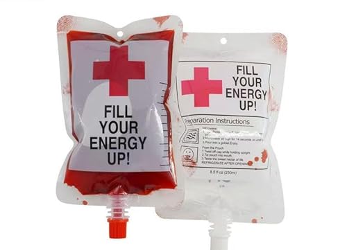 Celvibe Halloween Trinkgefäß Blutbeutel Zum Befüllen Halloween-Blut-Getränkebehälter Blutbeutel für Getränke Halloween Infusionsbeutel Halloween Cosplay Zombie Party (Style 4, 250ml) von Celvibe
