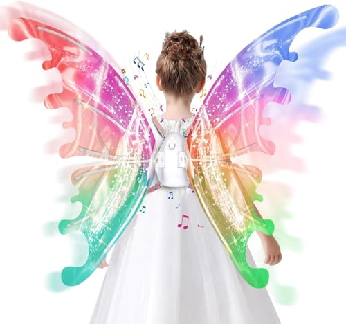 LED Musikalische Feenflügel für Mädchen, beleuchtete Schmetterlingsflügel, Kostümparty Dress Up Geschenk LED Musikalische Feenflügel für Mädchen, beleuchtete Schmetterlingsflügel, Kostümparty Dress Up Geschenk von Cemirk
