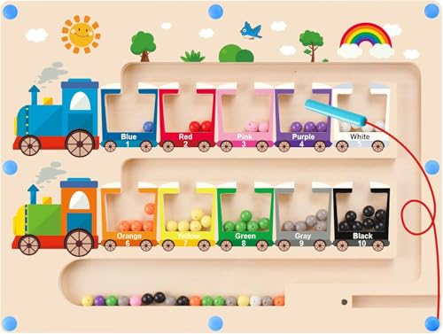 Montessori Holz-Magnetlabyrinth, Motorik-Lernspiel Busy Board, Sortierspiel für Kinder 2-5 Jahre von Cemirk
