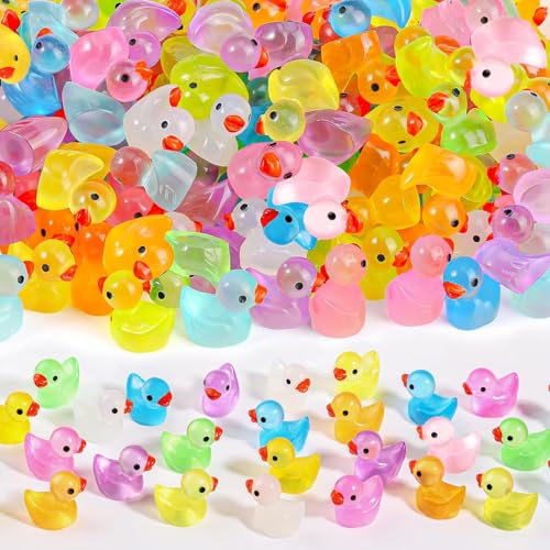 Cemobile 120 Stück leuchtende Mini-Harz-Ducks, kleine Ducks aus Kunststoff, bunt, um den Glanz im Ornament zu verstecken, Miniatur, dunkel, für Puppenhaus, Mikro-Landschaft, Aquarium-Dekoration Cemobile 120 Stück leuchtende Mini-Harz-Ducks, kleine Ducks aus Kunststoff, bunt, um den Glanz im Ornament zu verstecken, Miniatur, dunkel, für Puppenhaus, Mikro-Landschaft, Aquarium-Dekoration von Cemobile