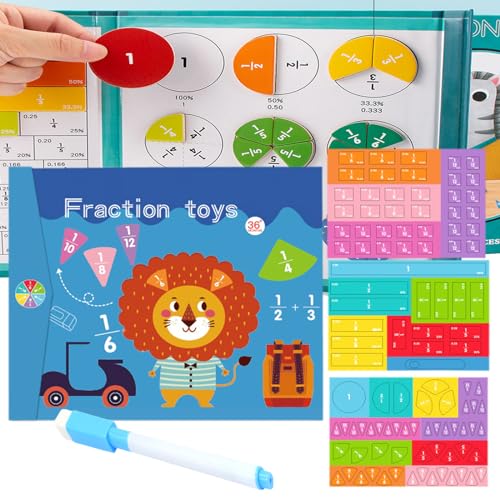 Cemssitu Magnetic Score Disk Demonstrator, Math Fraction Manipulatives, Magnetic Fraction Educational Puzzle, Manipulatives for Elementary School (Lion) von Cemssitu