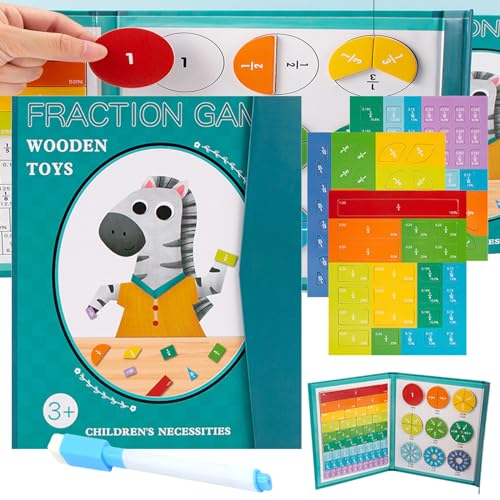 Cemssitu Magnetic Score Disk Demonstrator, Math Fraction Manipulatives, Magnetic Fraction Educational Puzzle, Manipulatives for Elementary School (Zebra) von Cemssitu