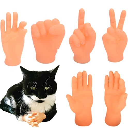 Mini Hands for Cats, Tiny Hands for Cats, Cat Hands Funny, Tiny Finger Hands Mini Rubber Finger Puppets, Fun and Realistic Design, Unique Cat Gifts (1 Set) von Cemssitu