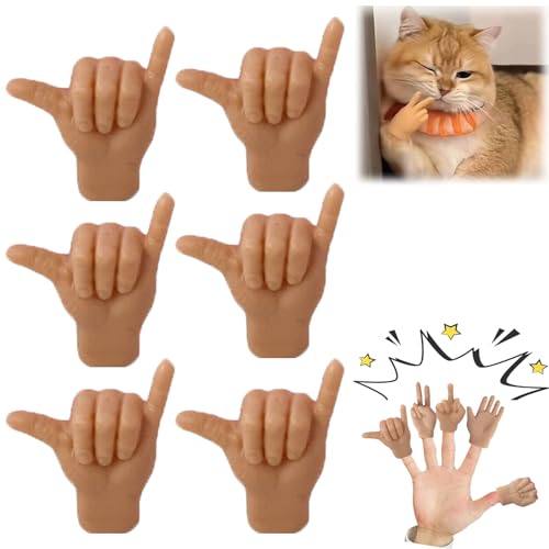 Tiny Hands for Cats, Mini Hands for Cats, Finger Puppets, Rubber Mini Human Hands for Cats, Little Hands Crossed, Stretchable Folded Small Hands Cat Interactive Toy (6pcs-F) von Cemssitu