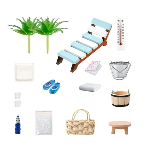 Cenifin Miniaturstrand Stuhl Für Naturholzpuppen Hausmöbel Simulationslandschaft Camping Urlaubszene Display Setups Strand Stuhl Doll House von Cenifin